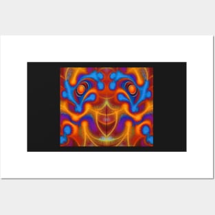 Blue and Orange Aesthetic Fractal Pattern Posters and Art